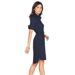 Classic Navy Poplin Shirtdress Work/Office Dress